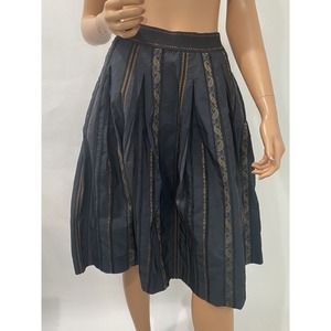ottod'ame Skirt Size 4 Black Striped With Lace And Pockets